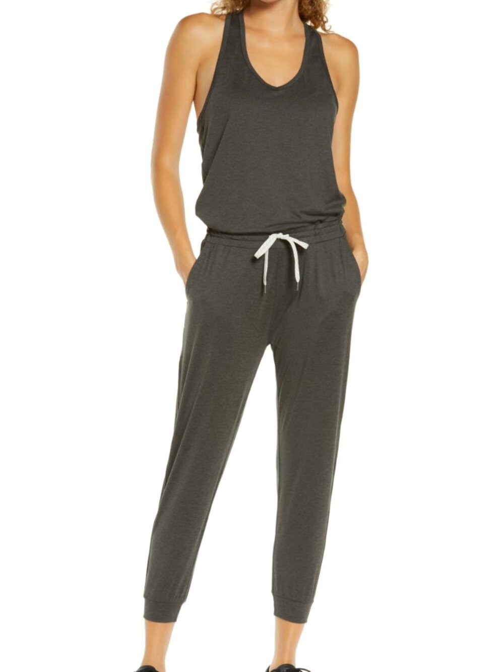 Vuori | Lux Sleeveless Jumpsuit in Charcoal Heather